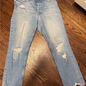MOTHER Light Blue Distressed Skinny Jeans